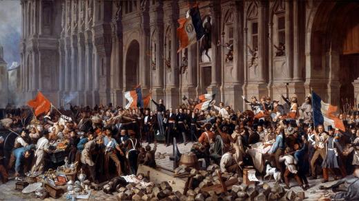 Lamartine před pařížskou radnicí 25. února 1848