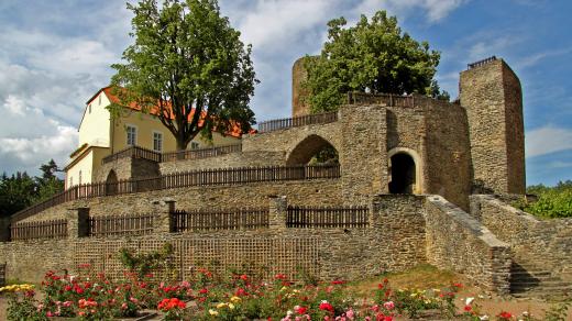 Zahrada plná růží na hradě Svojanov