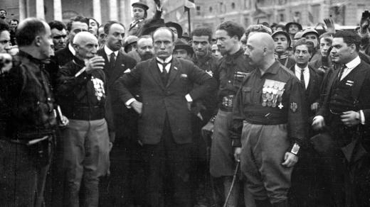 Benito Mussolini při pochodu na Řím 28. října 1922