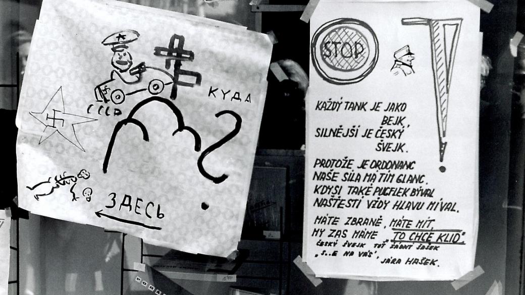 Karikatury a plakáty proti okupantům
