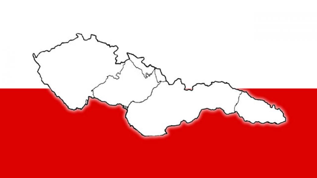 Mapa Československa (1918), podklad tvoří první československá vlajka