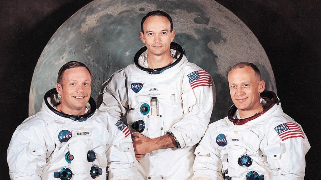 Posádka Apolla 11. Zleva: N. Armstrong, M. Collins a E. Aldrin.