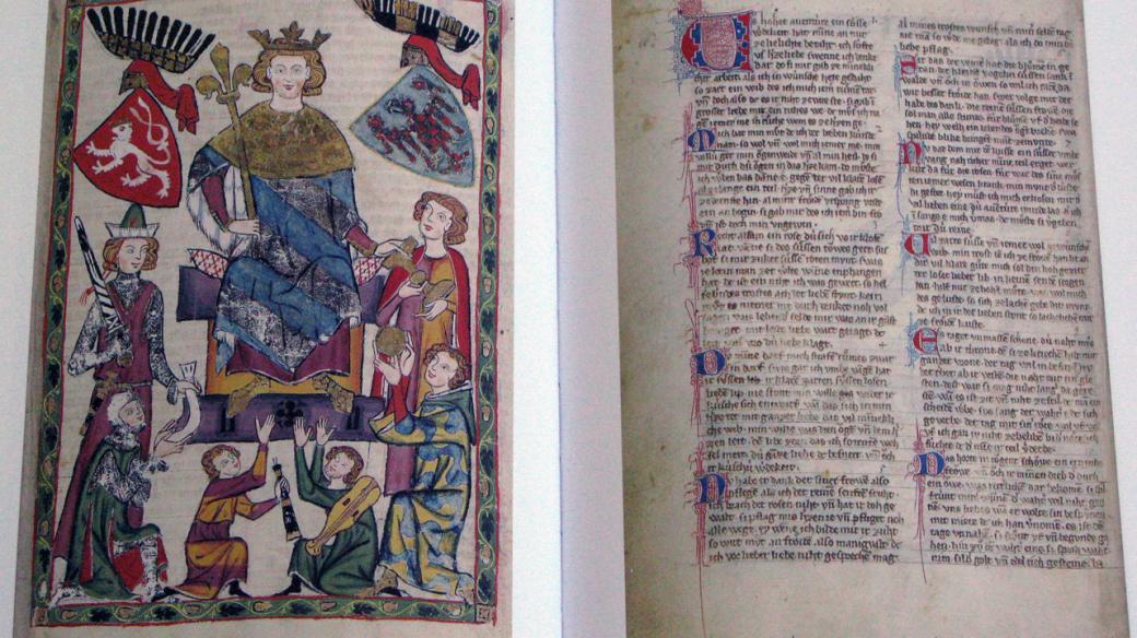 Václav II. a jeho dvůr v rukopisu zvaném Codex manesse v knize Královský dvůr Václava II.
