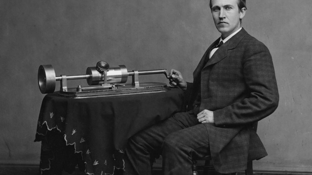 Thomas Alva Edison a jeho fonograf (1878)