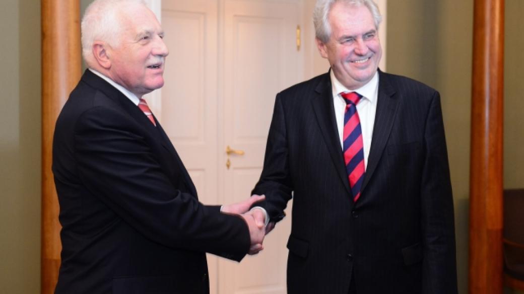Prezident Václav Klaus přijal na Pražském hradě svého nástupce Miloše Zemana