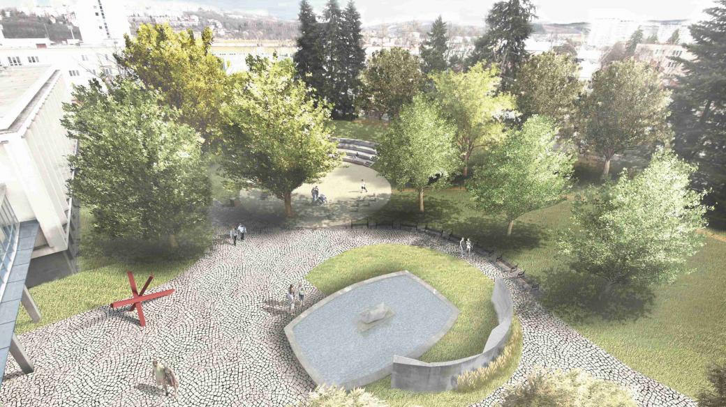 Vizualizace vítězného návrhu řešení parku za Městským divadlem Zlín