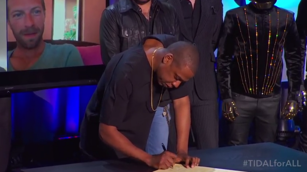 Jay-Z na tiskovce své streamovací služby Tidal