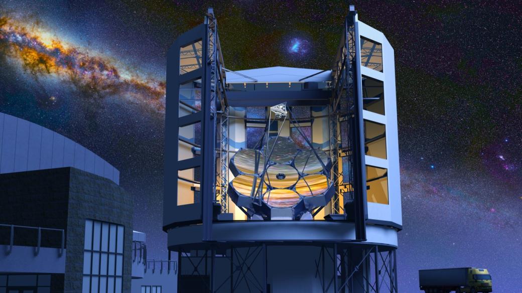 Budoucí Velký Magellanův teleskop (GMT) v představě výtvarníka