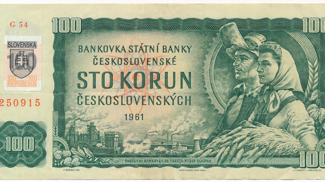 Okolkovaná stokorunová bankovka