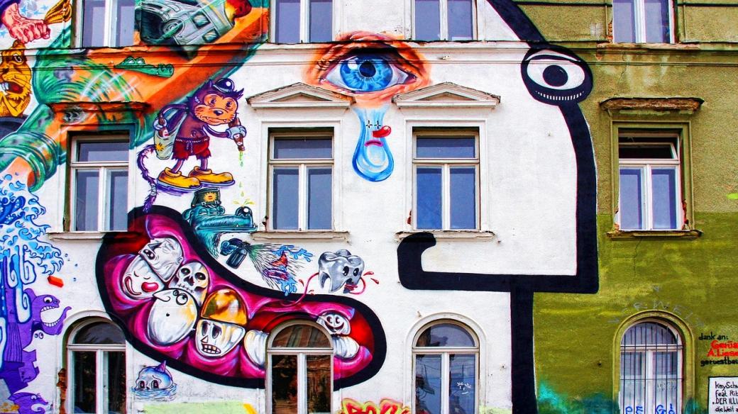 Dům s graffiti v Lipsku