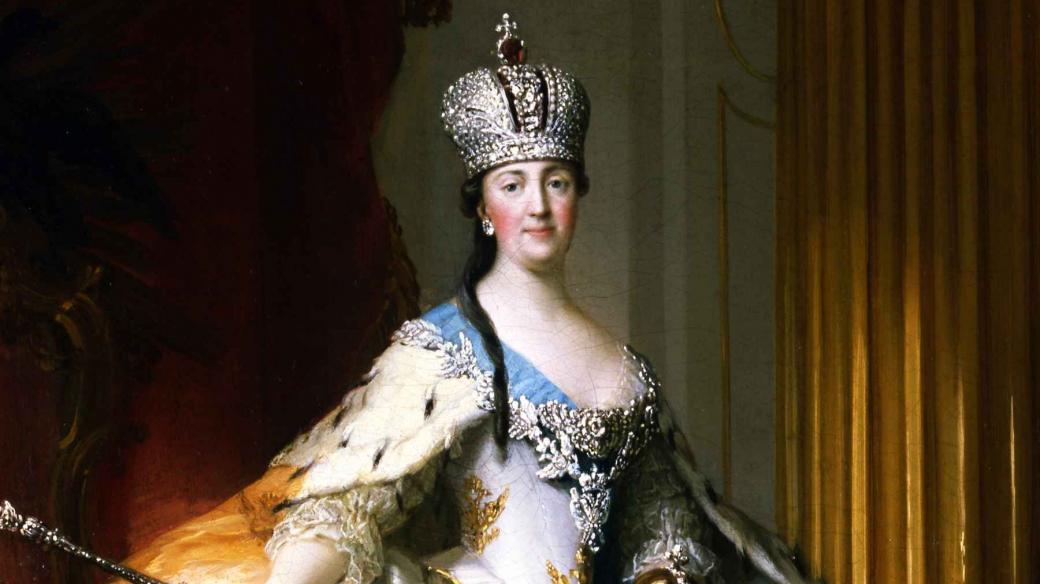Carevna Kateřina II. Veliká (dříve velkokněžna Kateřina Alexejevna) na malbě od dánského malíře Vigilia Eriksena