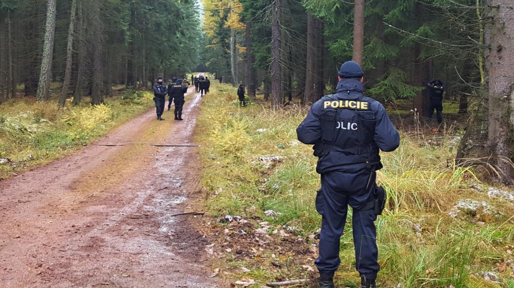 Uprostřed brdských lesů pátraly desítky policistů.  Nacvičovali hledání ztraceného houbaře a nebezpečného pachatele