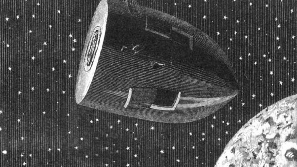 Původní ilustrace k románu Julese Verna: Cesta kolem Měsíce