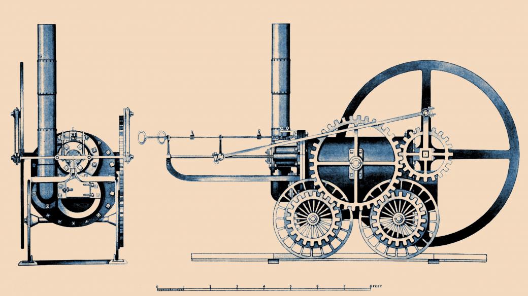 Richard Trevithick: náčrt první parní lokomotivy