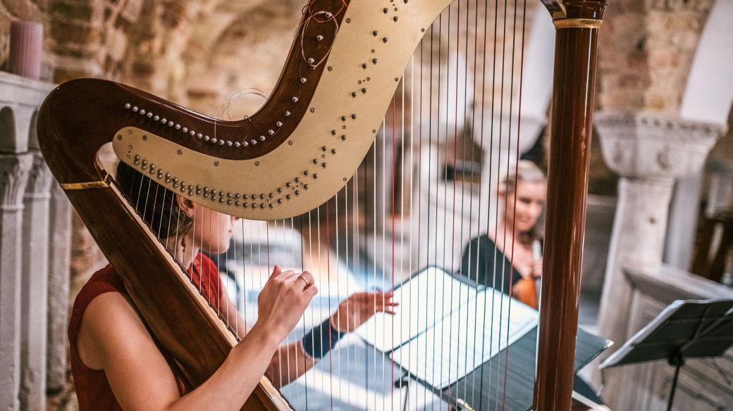 Součástí soutěže Concertino Praga je i sólová hra na harfu (ilustrační foto)