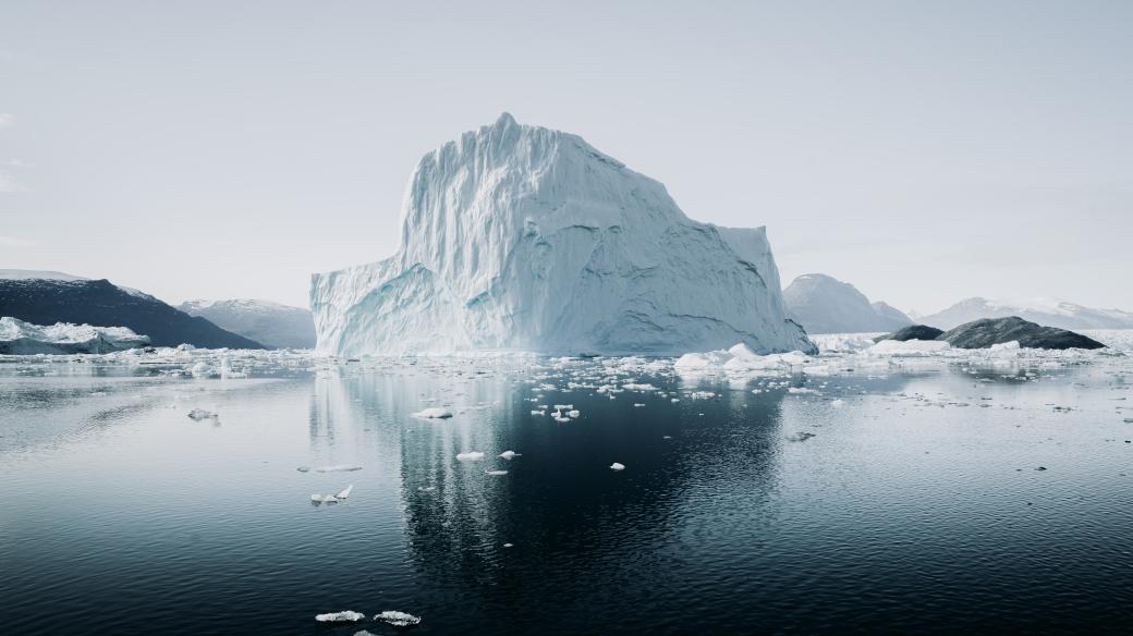 Ledovec, tání, ledovce, tající ledovec, Grónsko, klimatická změna, ilustrační