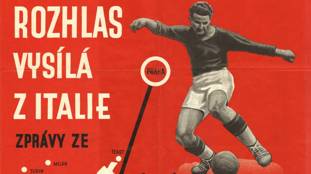 Rozhlasový plakát k MS ve fotbale 1934