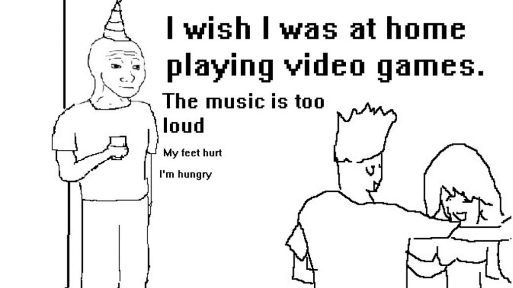 Wojak at the Party meme