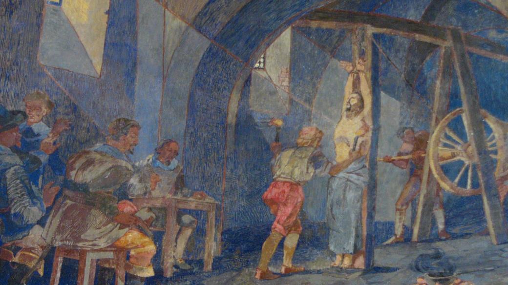 Freska znázorňující mučení Jana Sarkandera v Holešově
