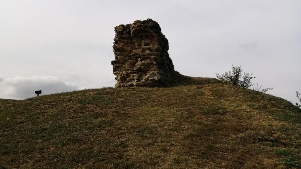 Hrad v Plzni Liticích. Dochované zesílení čelní hradby hradního jádra