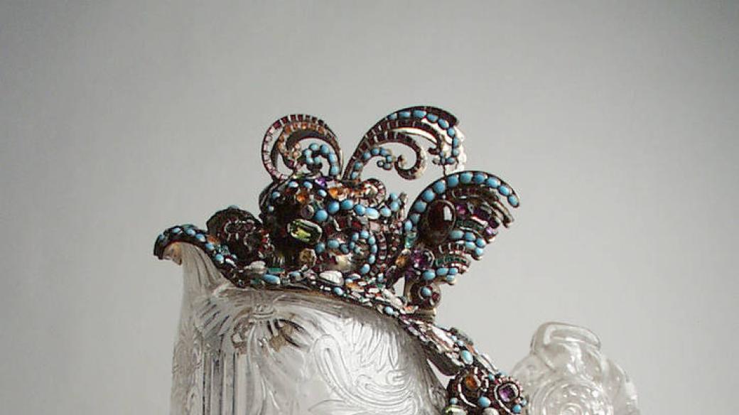Miseroniho tzv. Dračí džbán: alpský krystal, česká výroba a saská výzdoba jako záruka velkoleposti, kolem 1660