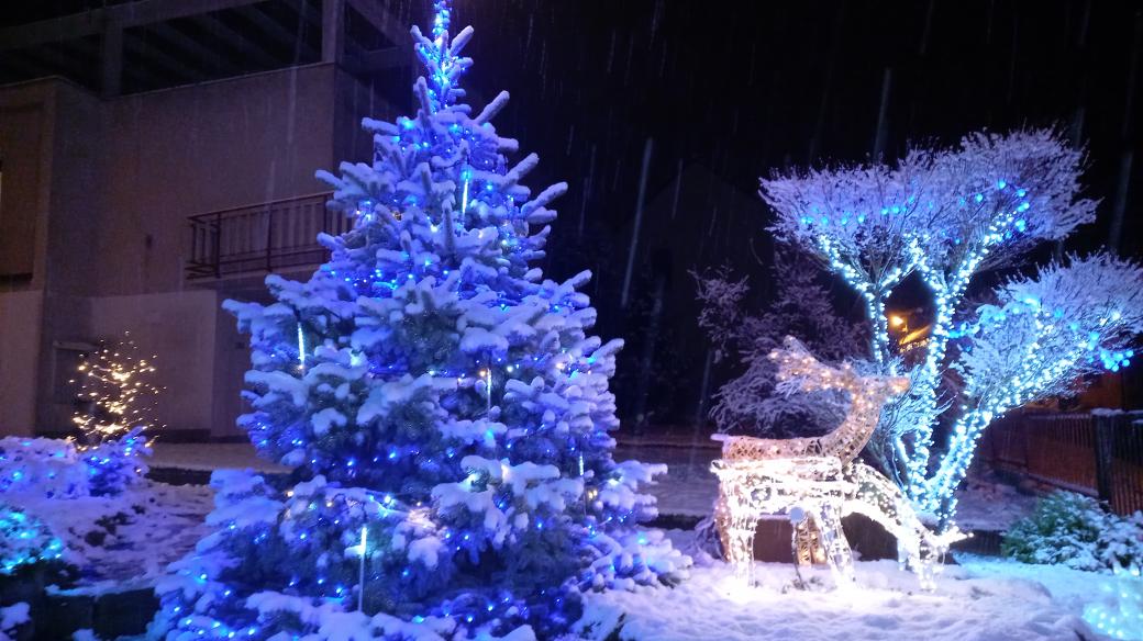 Lhota u Malenovic na Zlínsku, vánoční osvětlení na zahradě Petra Kašíka