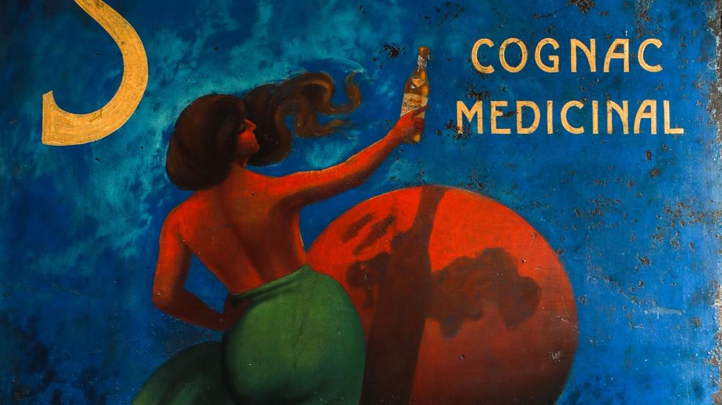 Reklama na destilát firmy Stock Cognac Medicinal, ve které Lionello Stock v roce 1927 namíchal první fernet