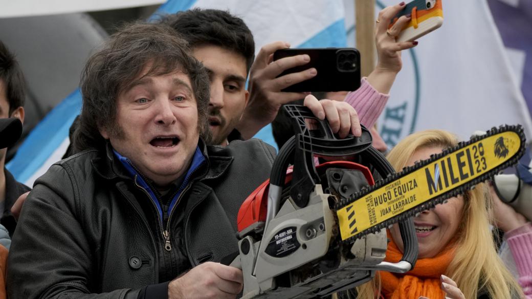 Javier Milei, nově zvolený prezident Argentiny (foto z kampaně, září 2023)