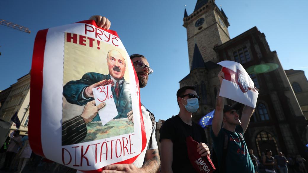 demonstrace na podporu Běloruska v Praze