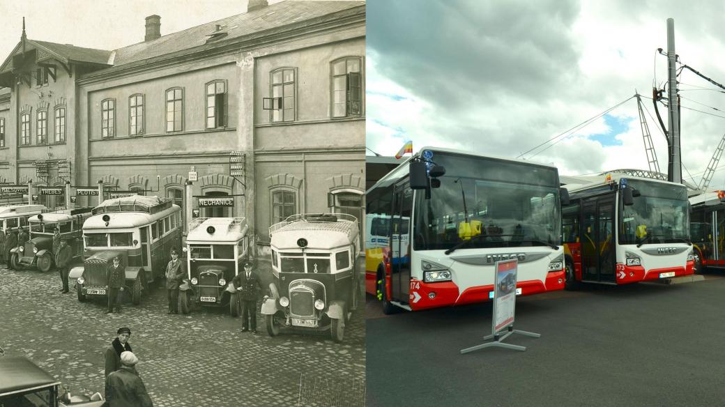 Historické a moderní vozy Dopravního podniku města Hradec Králové