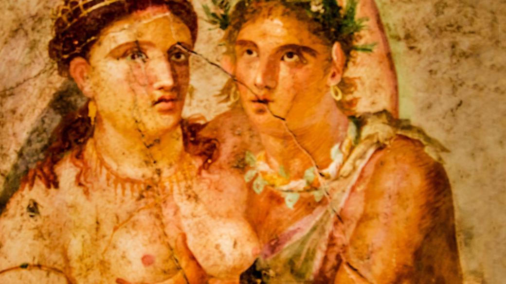 Římské fresky nalezené v Pompejích, Itálie