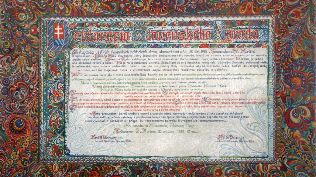 Martinská deklarace, kterou se Slováci přihlásili ke společné Československé republice
