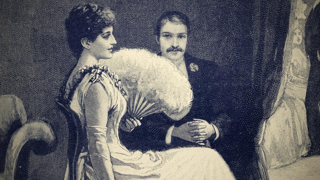 Muž a žena, pár, konverzace (kolem roku 1893)