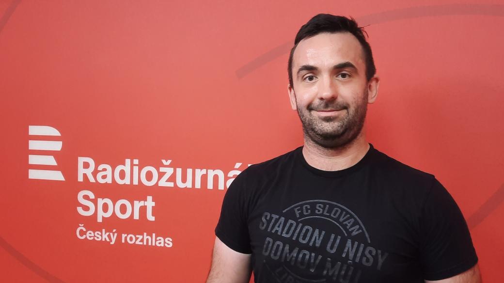 Ředitel komunikace Slovanu Liberec Tomáš Čarnogurský ve studiu Radiožurnálu Sport