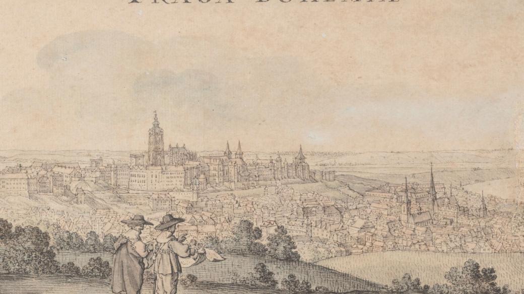 Václav Hollar, pohled na Prahu ze svahu Petřína, 1636