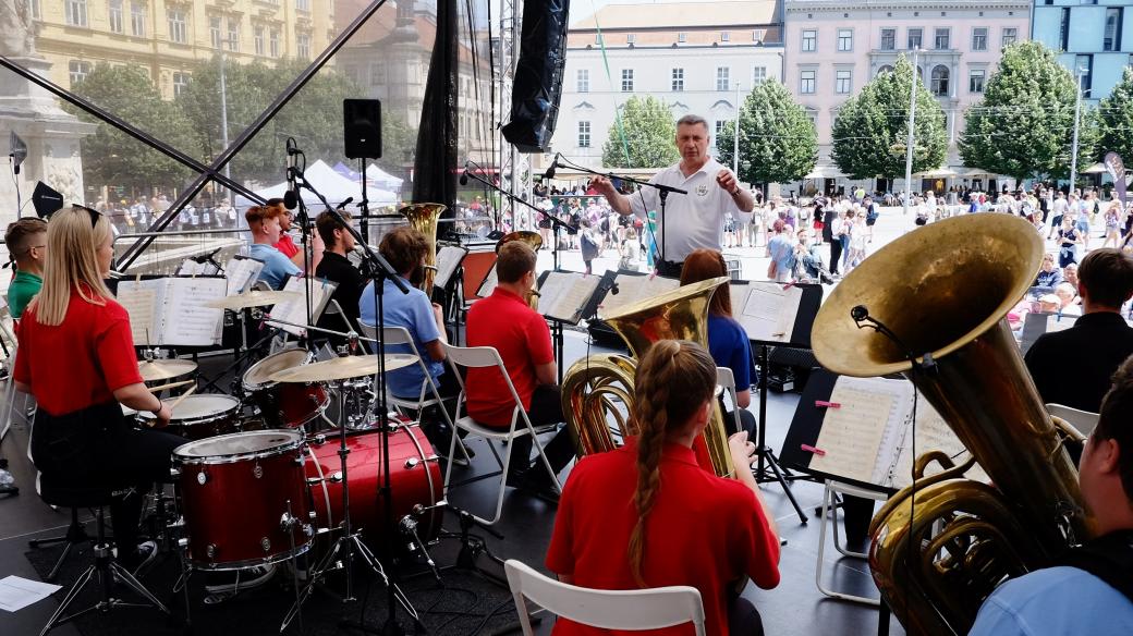 Jiří Štica s dechovým orchestrem ZUŠ Veselí nad Moravou, BrnoBrassFest (červen 2023)