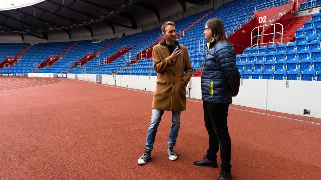 Stadion ve Vítkovicích si prošel Martin Minha s bezpečnostním ředitelem Baníku Petrem Konderlem