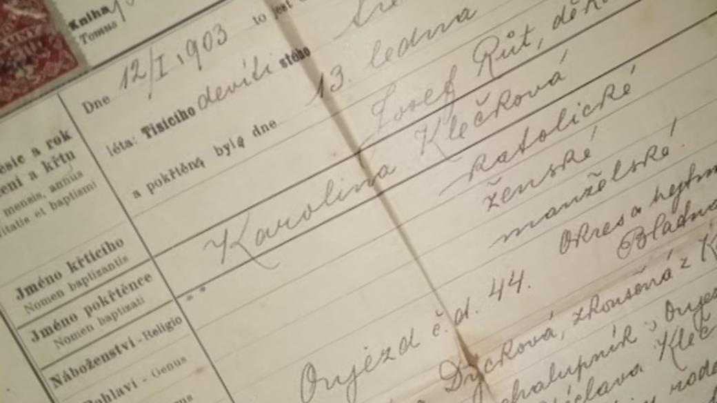 Rodný list ze začátku 20. století