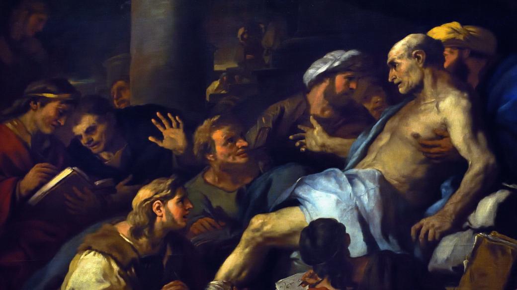Luca Giordano: Smrt Seneky (olej na plátně, kolem roku 1684)