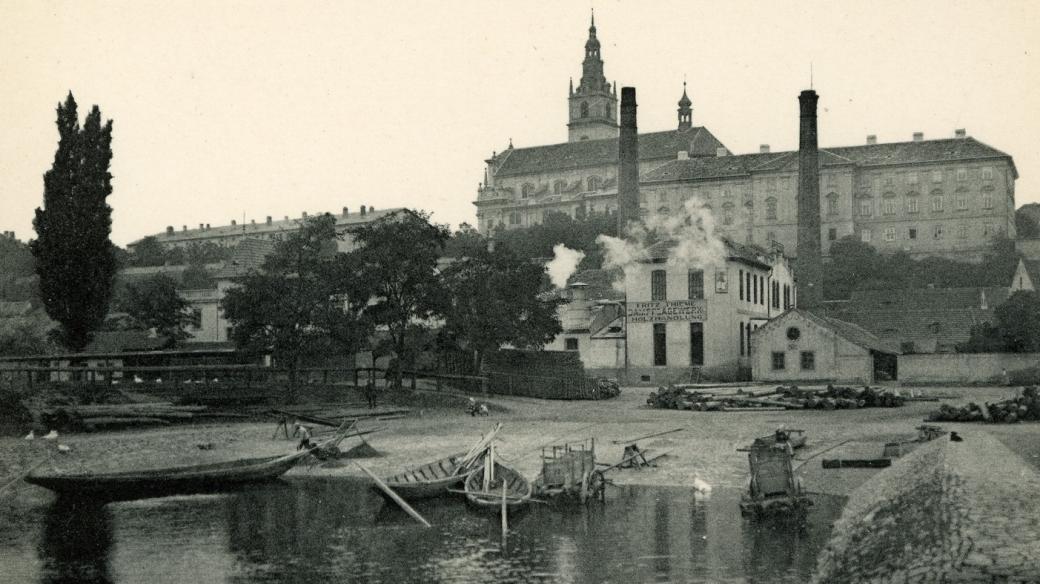 Pohled na Litoměřice (německy Leitmeritz) od Labe v roce 1911