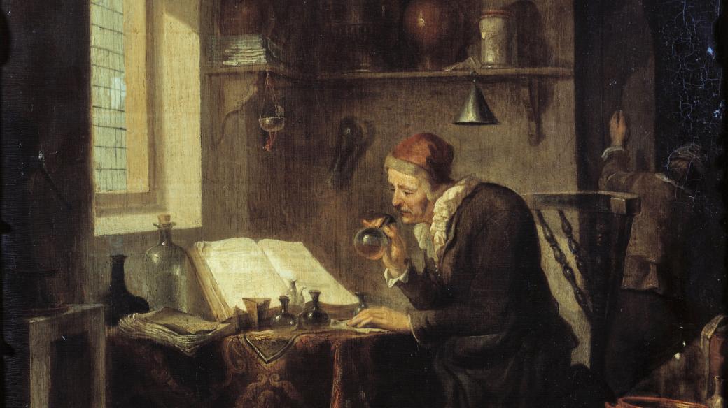 Hrbatý alchymista (Gemälde von Hendrick Heerschop)
