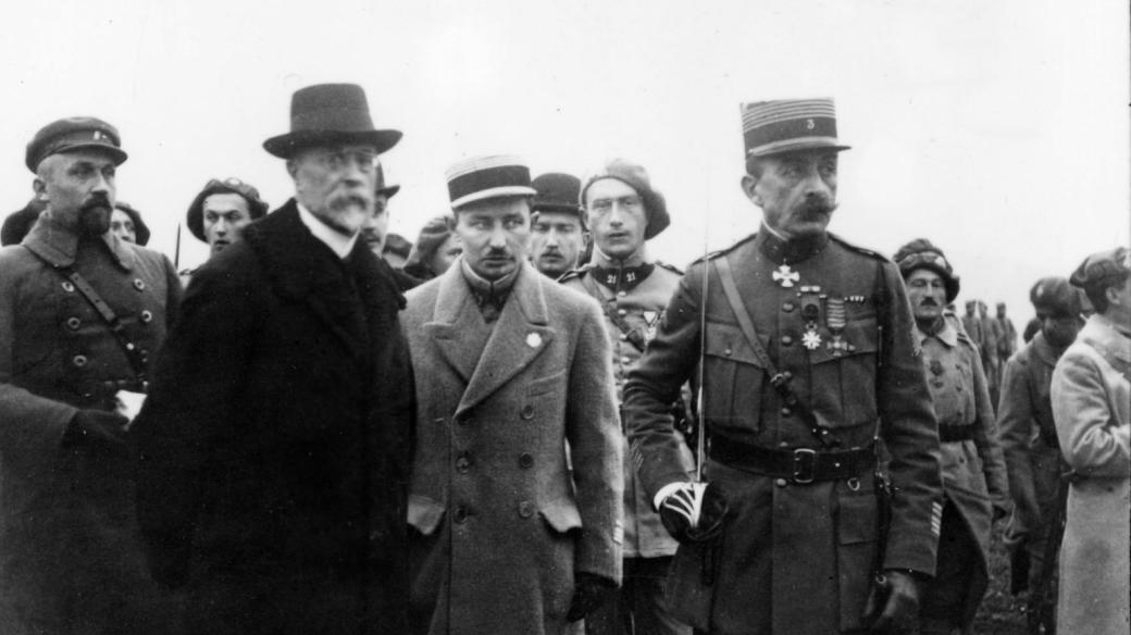 Tomáš Garrigue Masaryk s příslušníky armády