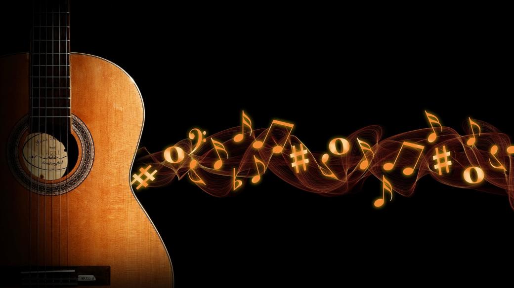 Kytara, hudební motiv, ilustrační obrázek