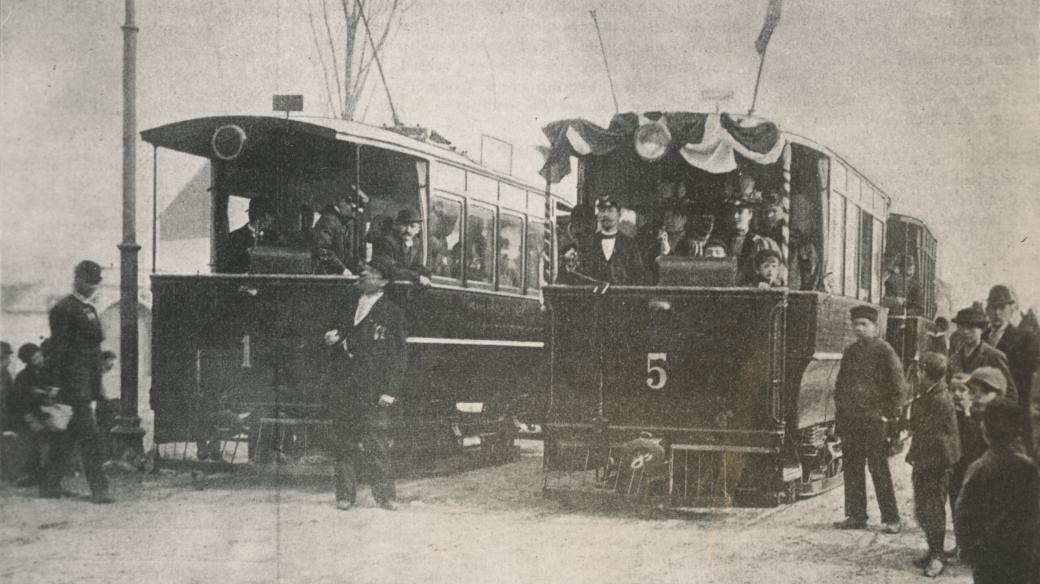 Zahájení jízdy na elektrické dráze dne 19. března 1896