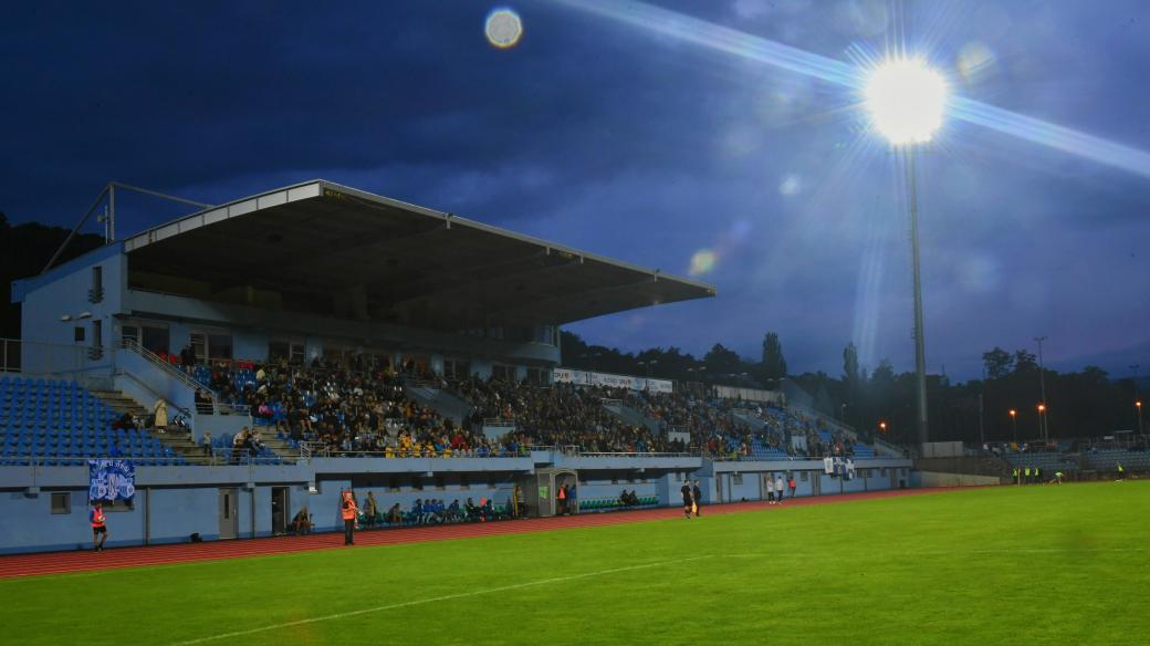 I na fotbalovém stadionu v Ústí nad Labem se jeden rok hrála nejvyšší domácí fotbalová soutěž