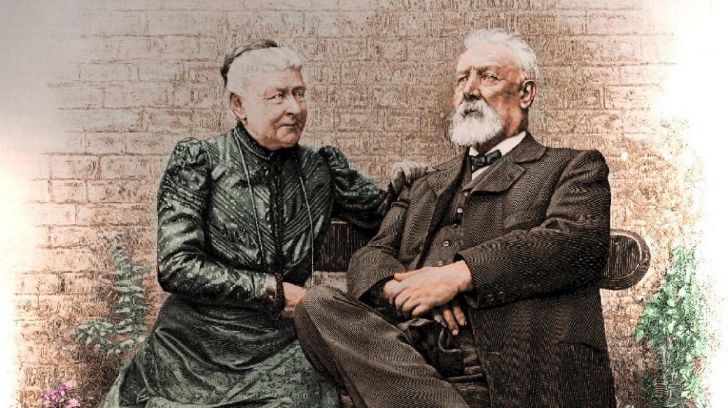 Jules Verne a Honorine Verneová v roce 1905