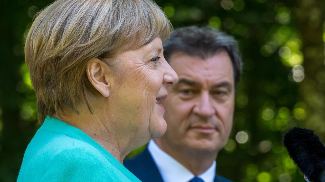 Německá kancléřka Angela Merkelová a předseda bavorské vlády Markus Söder