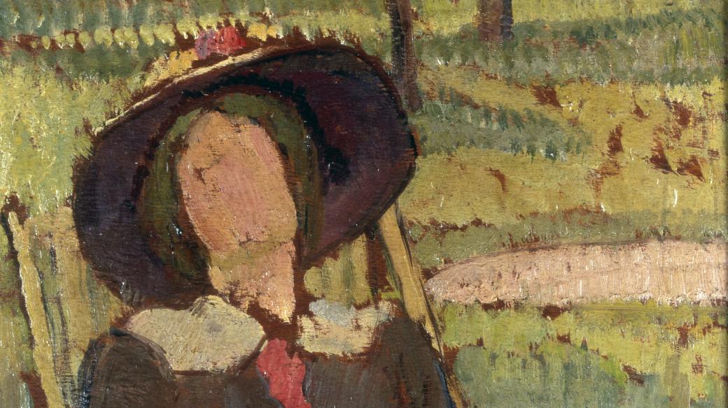 Vanessa Bell: Virginia Woolfová na lehátku (cca 1912, olej na kartonu, 35,5 × 24 cm. Kunsthandel London, Sotheby’s)