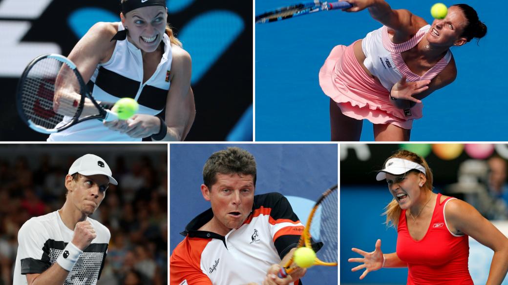 Petra Kvitová, Karolína Plíšková, Tomáš Berdych, Jiří Novák a Nicole Vaidišová, nejúspěšnější čeští tenisté na Australian Open posledních let.