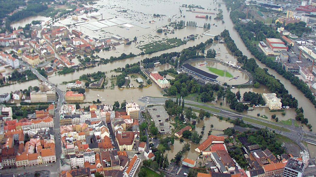 Plzeň při povodních v roce 2002